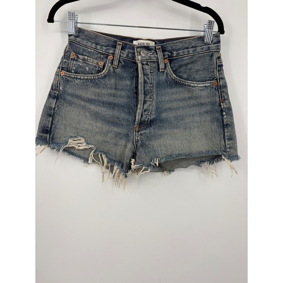 Agolde Pants - AGOLDE Parker High Rise Denim Shorts Distressed Frayed Blue Jeans Size 25